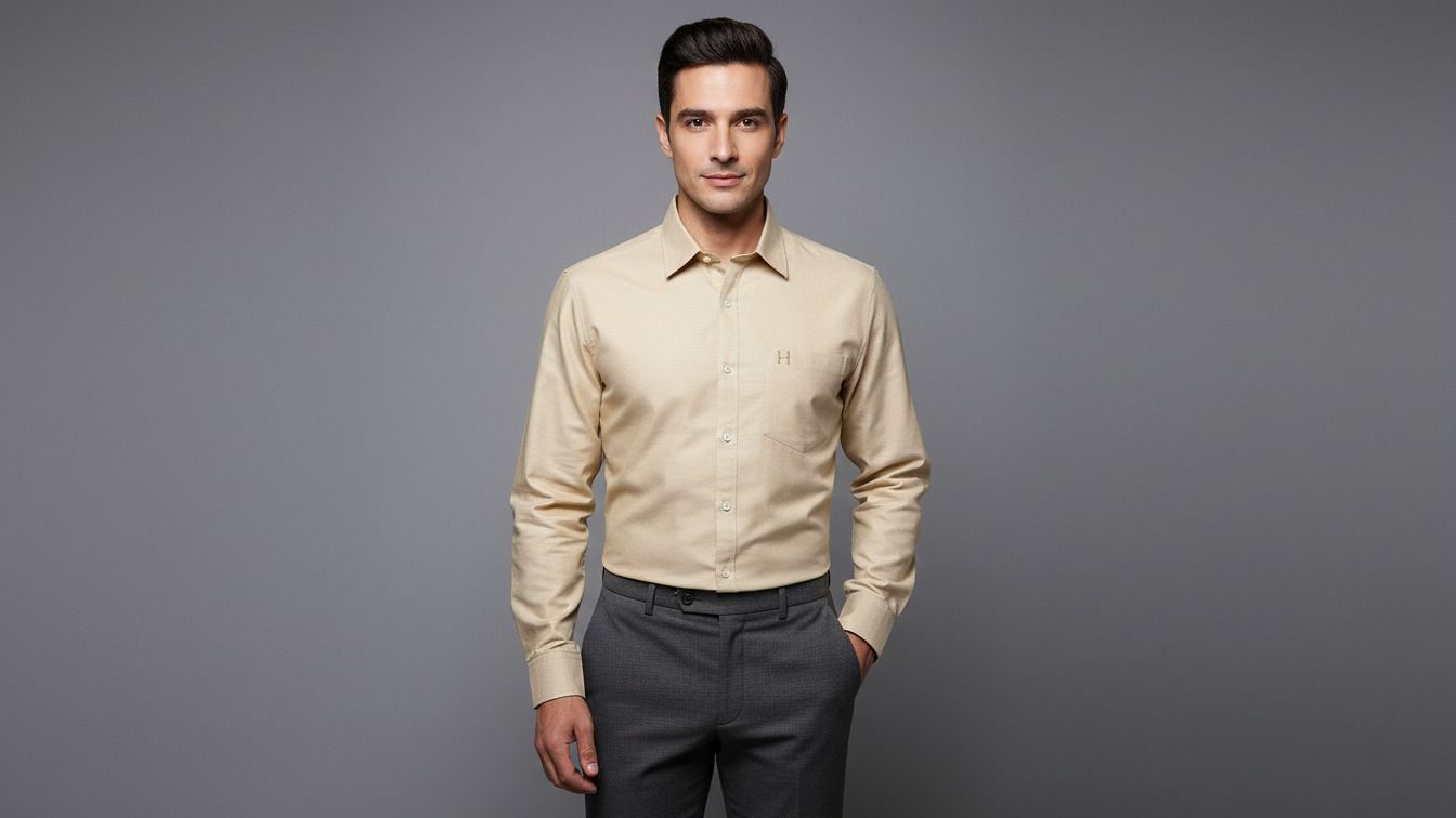Hevastra Sand Beige Oxford Shirt