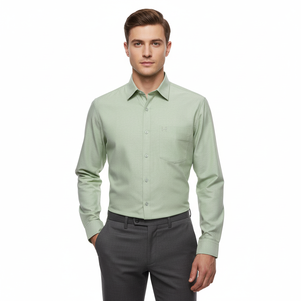 Hevastra Light Green Oxford Shirt